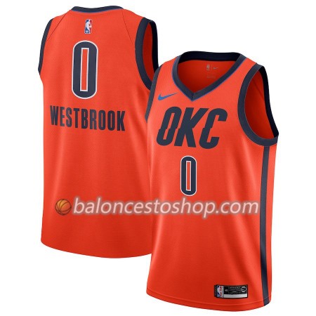 Camiseta Hombre NBA Oklahoma City Thunder Russell Westbrook 0 2018-19 Nike Naranja Swingman